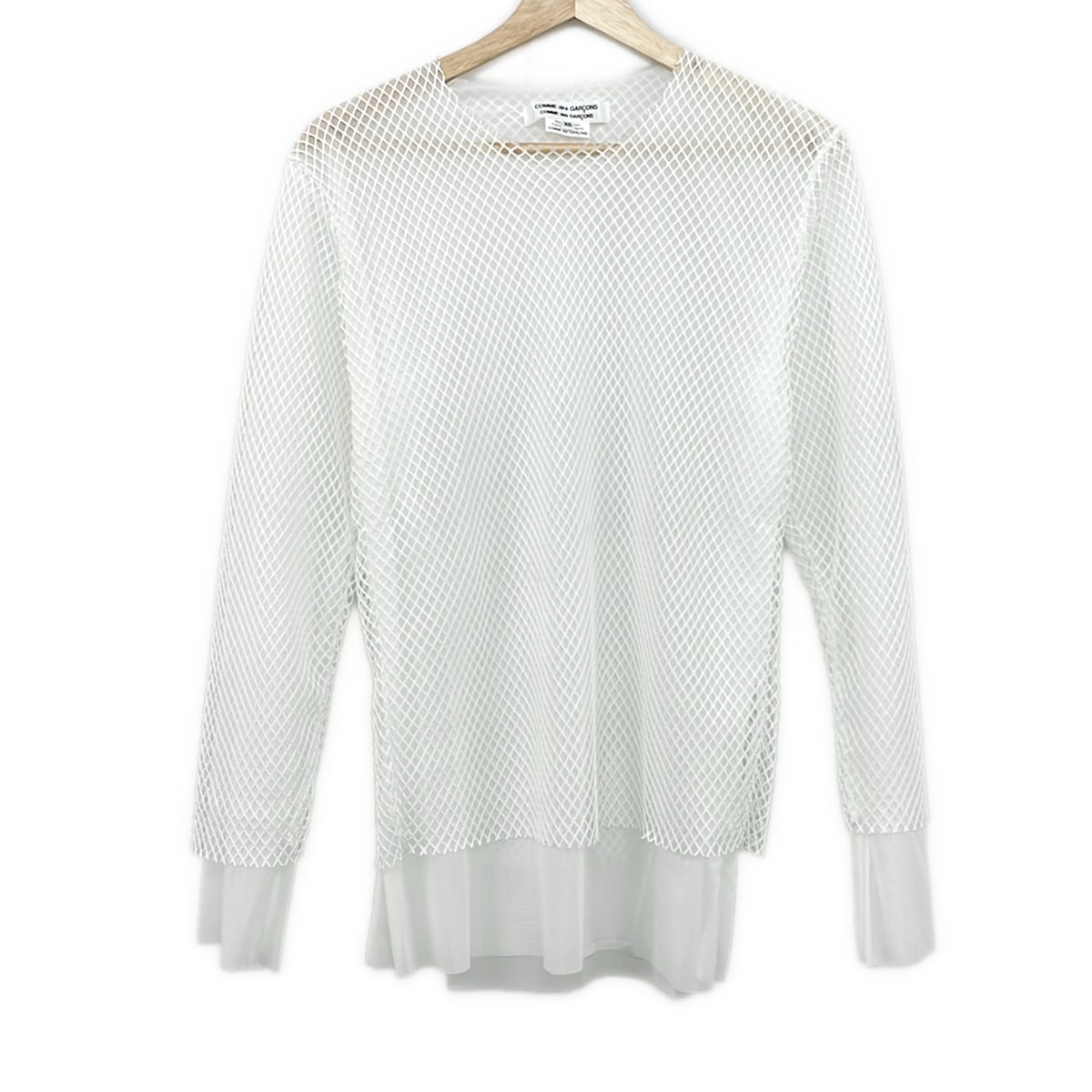 【新着】【中古】COMMEdesGARCONS COMMEdesGARCONS(コムデギャルソンコムデギャルソン) 長袖カットソー 労働者の一団のど首/メッシュ 象牙色