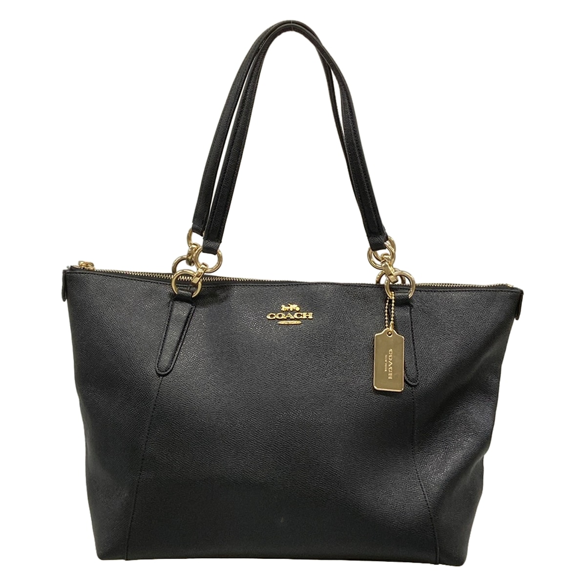 【新着】【中古】COACH(コーチ職) クロスグレーンレザー ジップ とっ始め トート トートバッグ 黒 なめし革