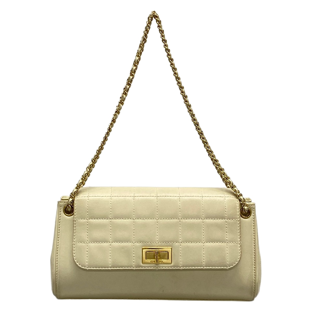 【新着】【中古】CHANEL(シャネル) チョコレート赤ちょうちん,2.55 ショルダーバッグ 下げ翼御徒面子/ゴールド金具/チェーン店肩肉 象牙色 子ヒツジひと肌