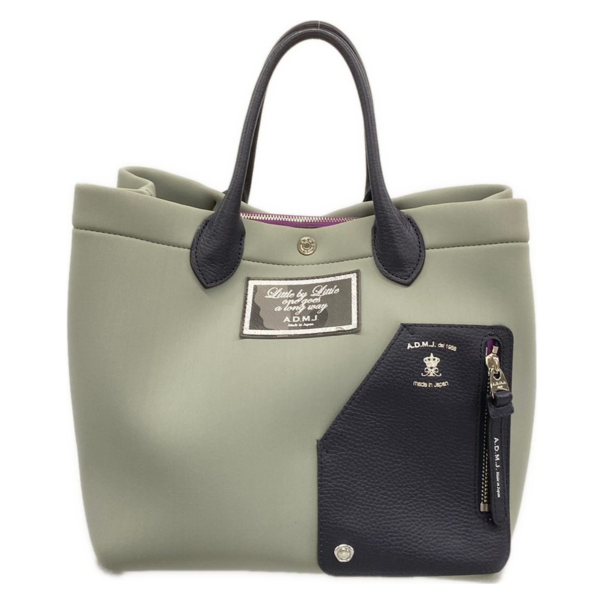 【新着】【中古】AccessoiresDeMademoiselle(ADMJ)(アクセソワ・ドゥ・マドモワゼル) 神通力点火装置 トートバッグ 薄墨色×黒 なめし革