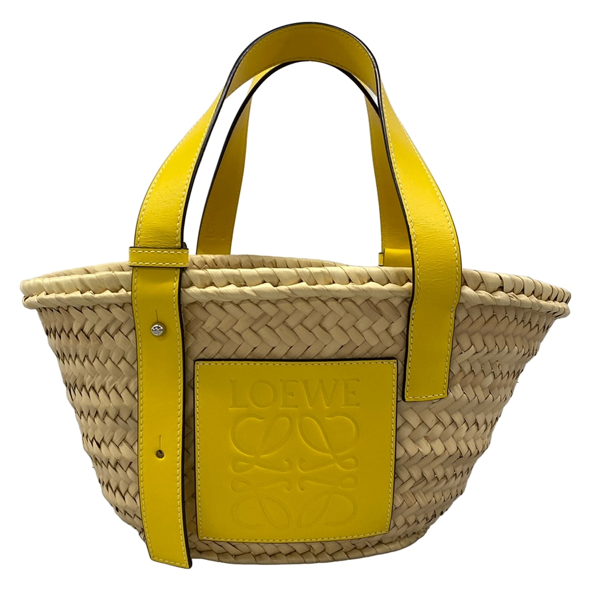 【新着】【中古】LOEWE(ロエベ) 提げ篭 トートバッグ かご御徒面子 黄色×象牙色 なめし革