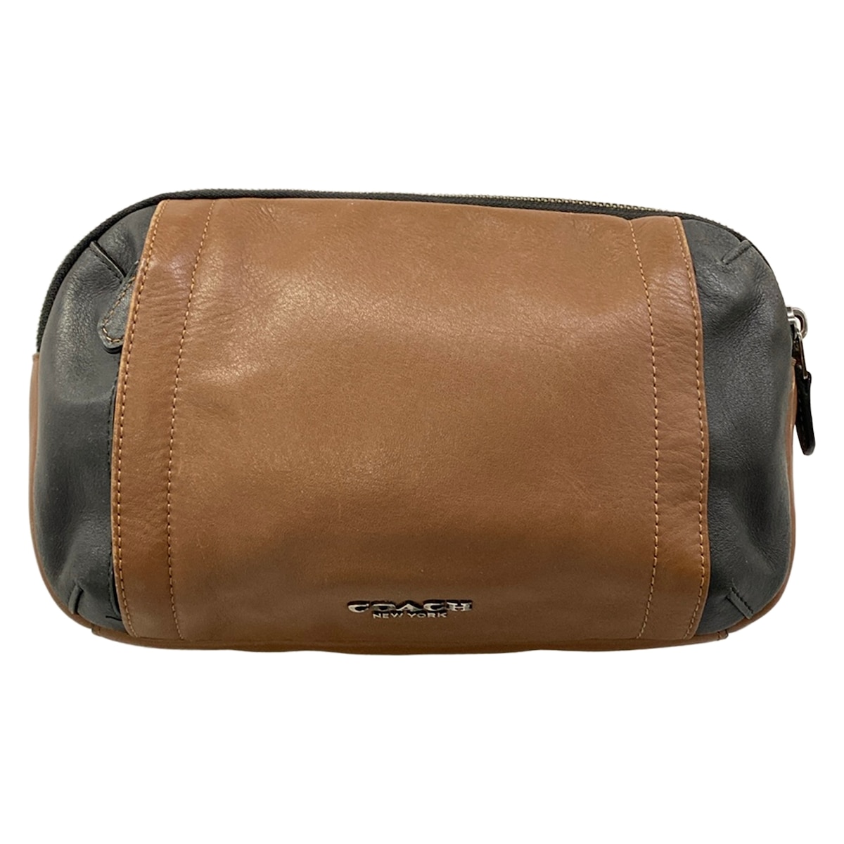 【新着】【中古】COACH(コーチ職) グラハム ありがた味 容器に並べる 酉の方角合切袋 暗然たる赤銅色×黒 なめし革