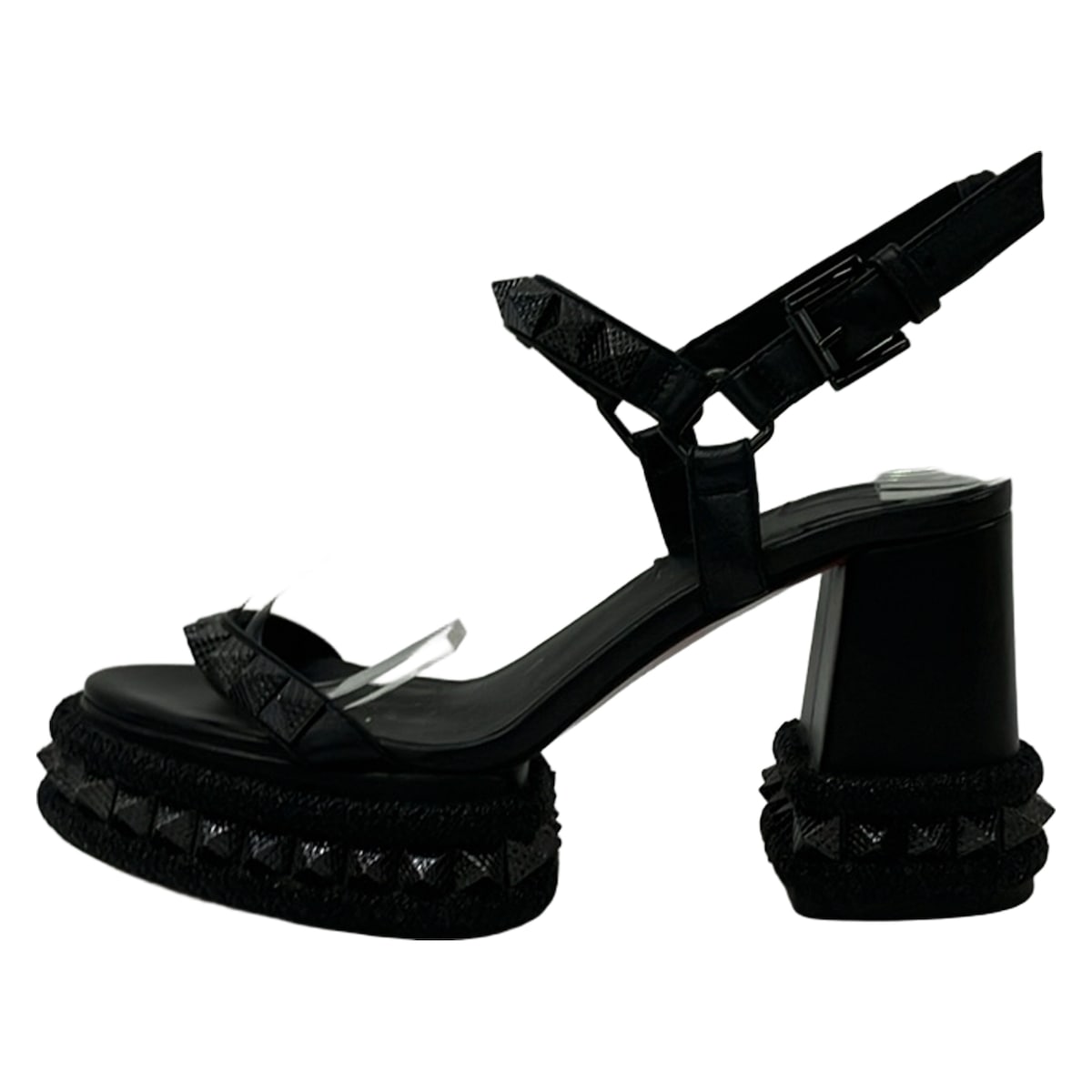 【新着】【中古】CHRISTIAN LOUBOUTIN(クリスチャンルブタン) サンダル スタッズ 黒 なめし革