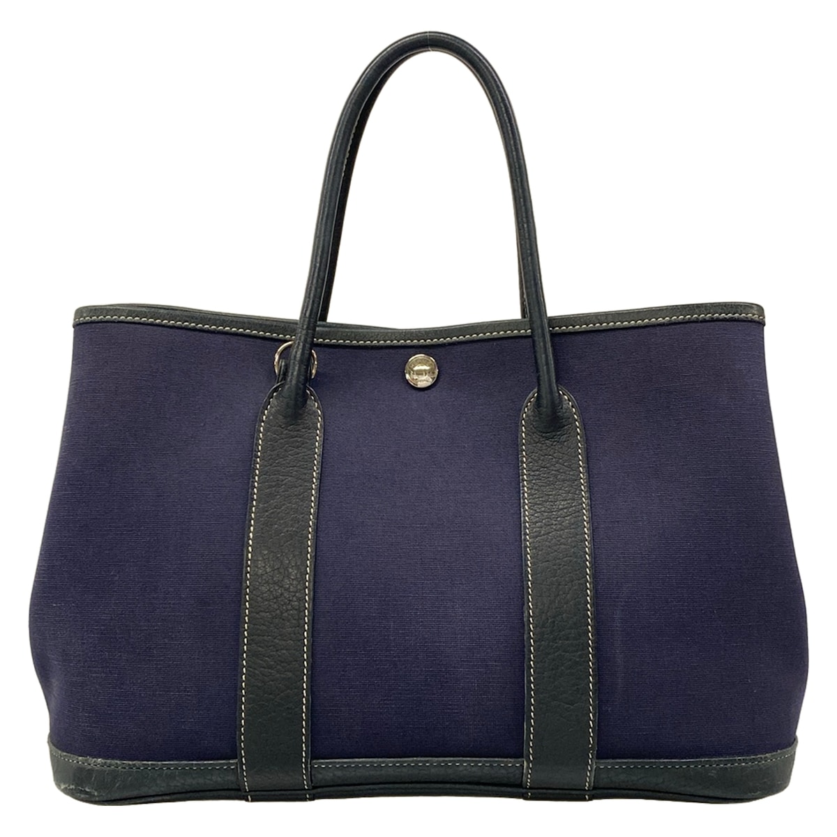 【新着】【中古】HERMES(エルメス) 園地寄り合いTPM トートバッグ しろがね色金具 米国海軍×黒