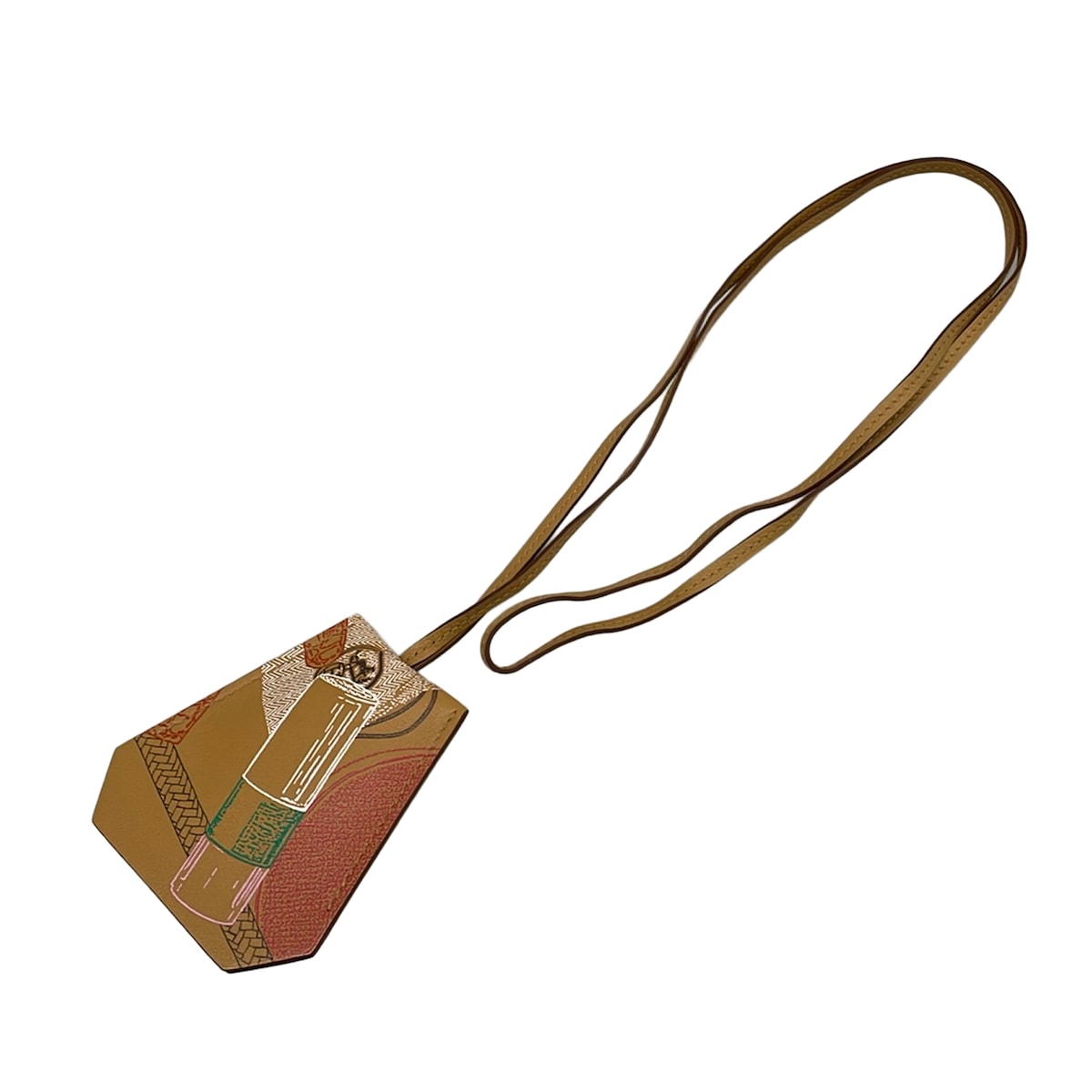 【新着】【中古】HERMES(エルメス) 小物 クロシェット/しろがね色金具 赤銅色×赤いこと×マルチ なめし革