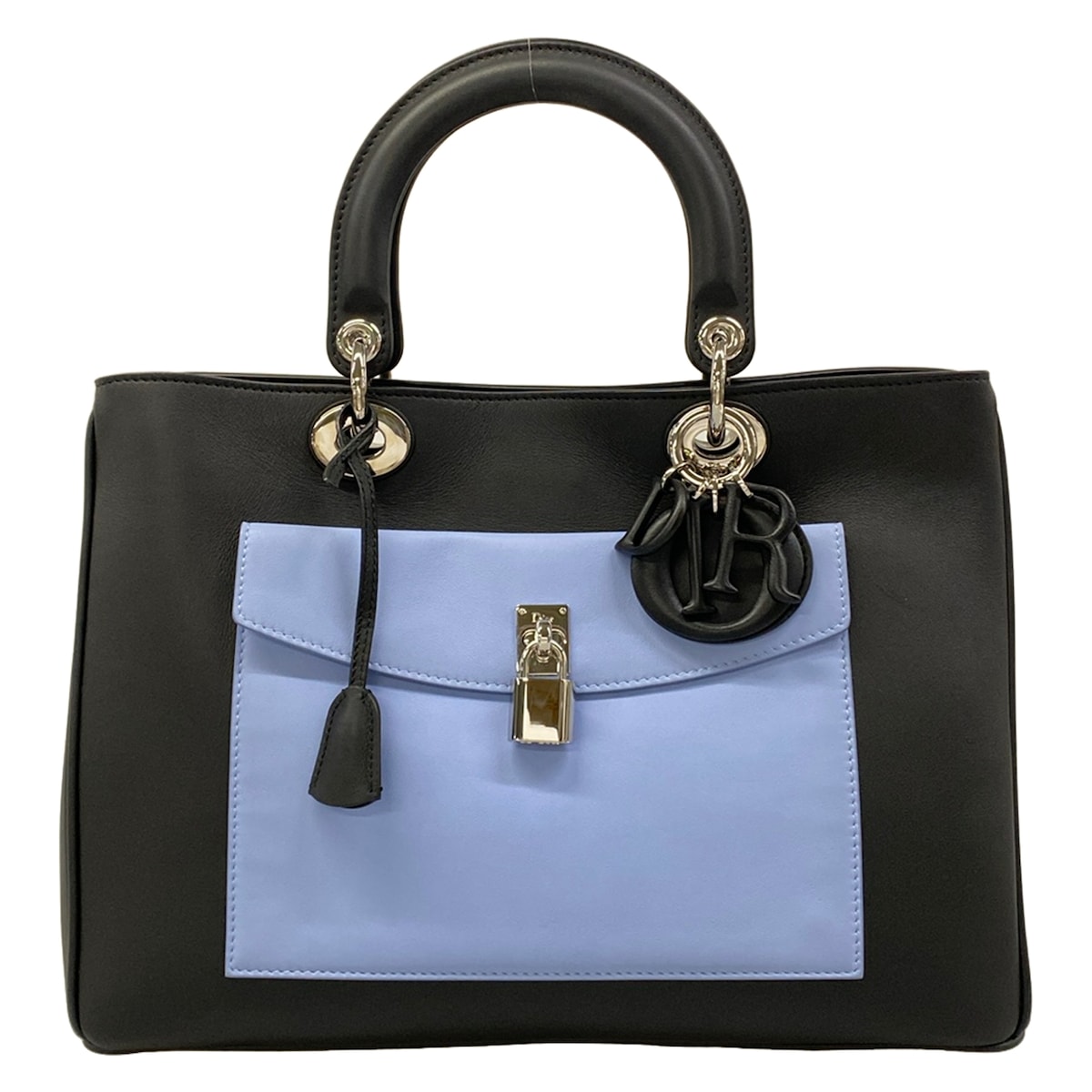 【新着】【中古】DIOR/ChristianDior(クリスチャンディオール/ディオール) ディオリッシモ ハンドバック 黒×点火装置青色×赤いこと なめし革