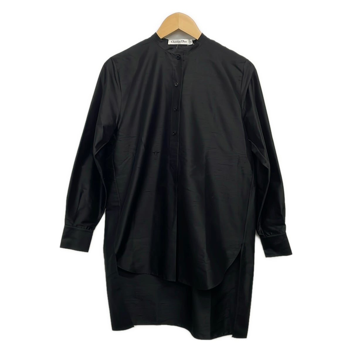 【新着】【中古】DIOR/ChristianDior(クリスチャンディオール/ディオール) 長袖プルオーバートップ ティーシャツ/絹地/ロング丈/刺しゅう/BEE（ハチ） 黒