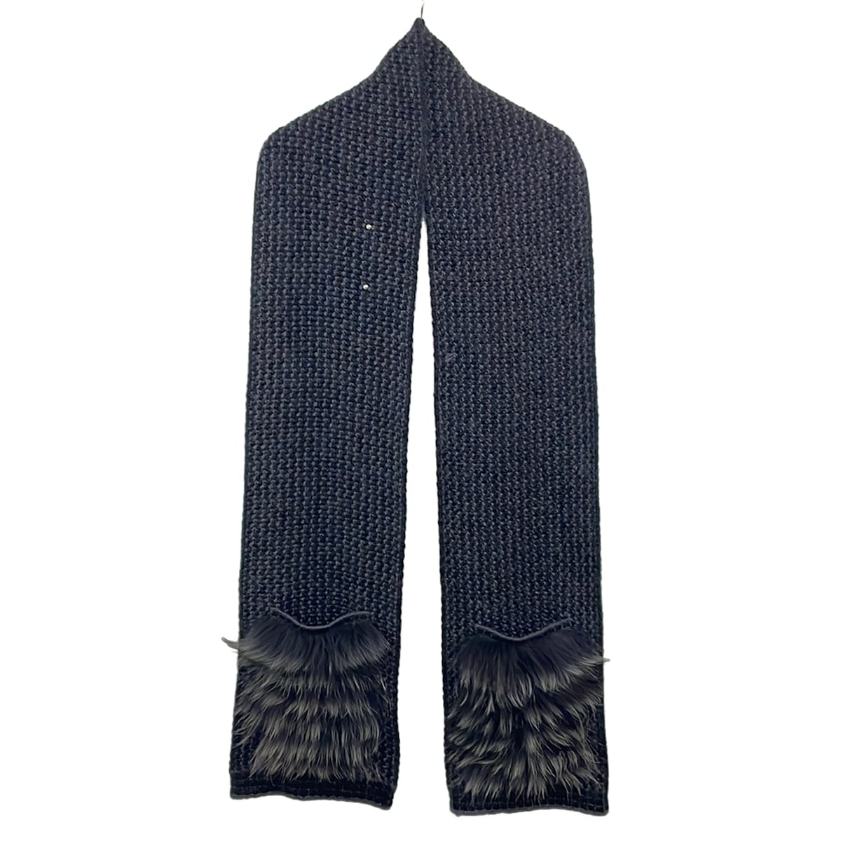 【新着】【中古】LOUIS VUITTON(ルイヴィトン) エシャルプ エレナ えり巻き ラクーンファー 黒×暗然たる薄墨色 羊毛、地絹