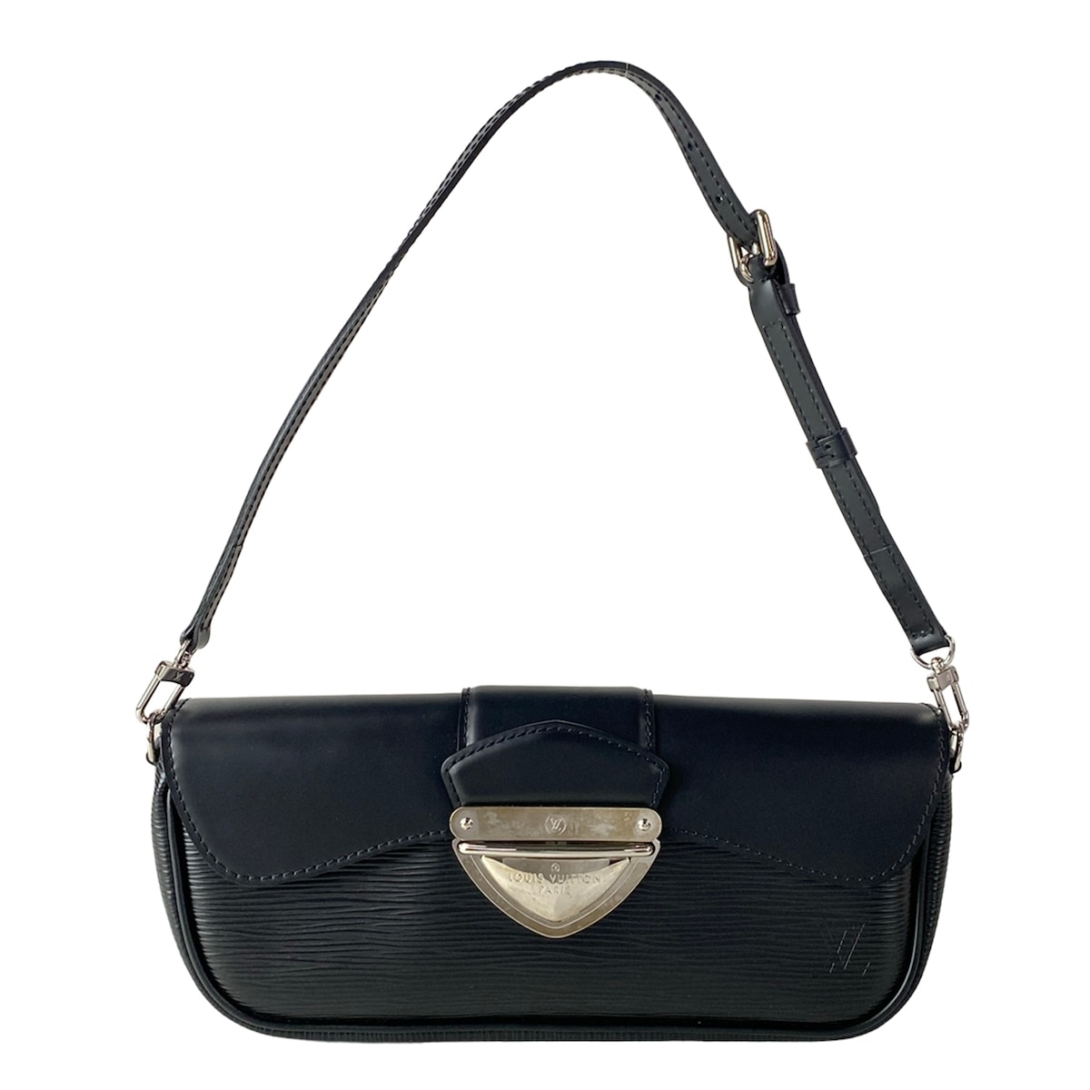 【新着】【中古】LOUIS VUITTON(ルイヴィトン) ポシェットモンテーニュ ショルダーバッグ ノワール なめし革