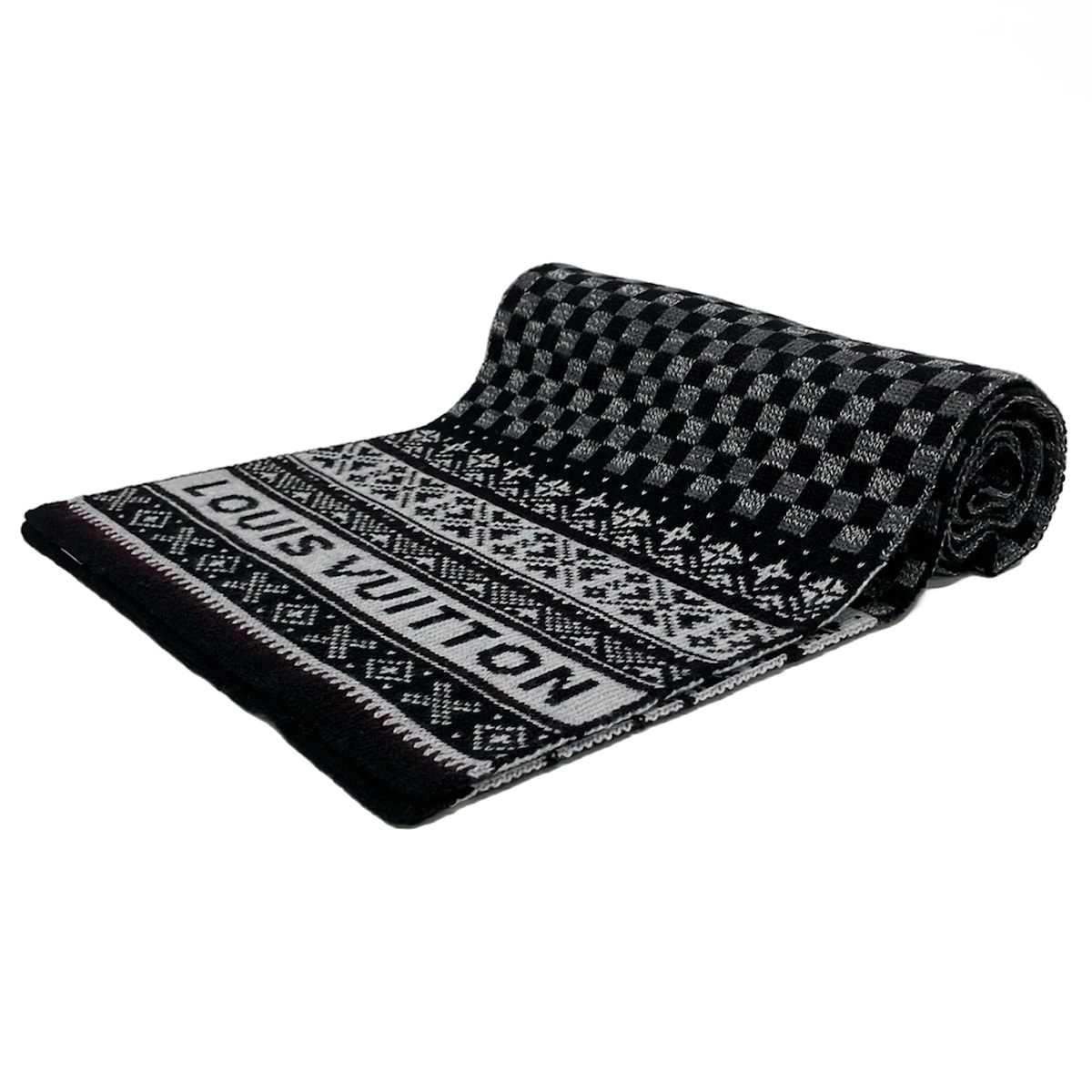 【新着】【中古】LOUIS VUITTON(ルイヴィトン) 袈裟(肩かけ) 黒×うす暗い薄墨色×点火装置薄墨色 羊毛