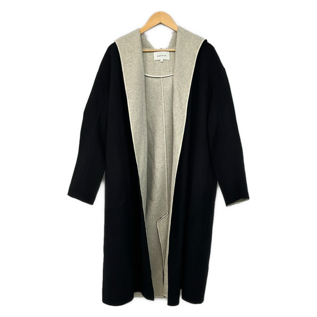 【中古】ENFOLD(エンフォルド) 厚地の外套 長袖/ボンネット付き添い人/秋 黒