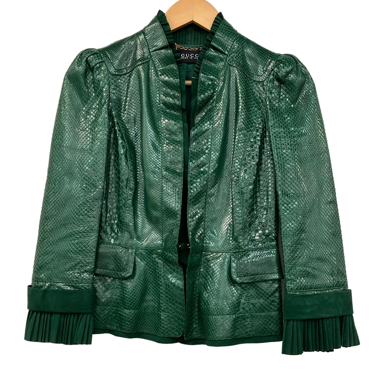 【新着】【中古】GUCCI(グッチ) ジャケット 長袖/パイソン/フリル/秋 グリーン|ブランディア 店