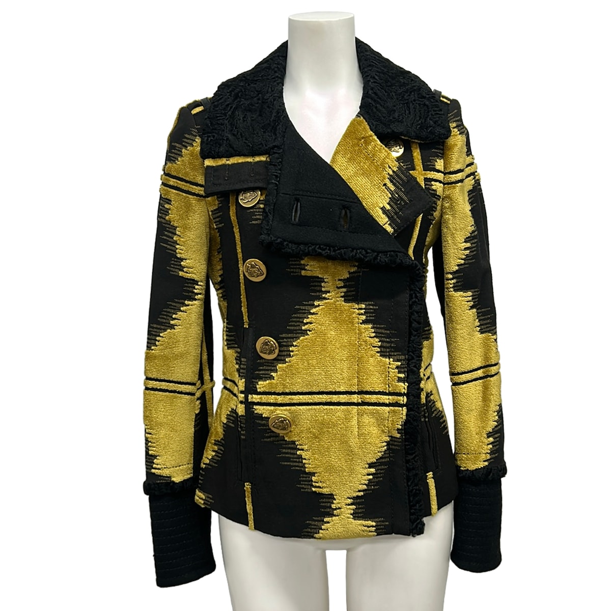 【中古】GUCCI(グッチ) ジャケット 長袖/ベロア/秋 ダークイエロー&times;黒｜ブランディア　店