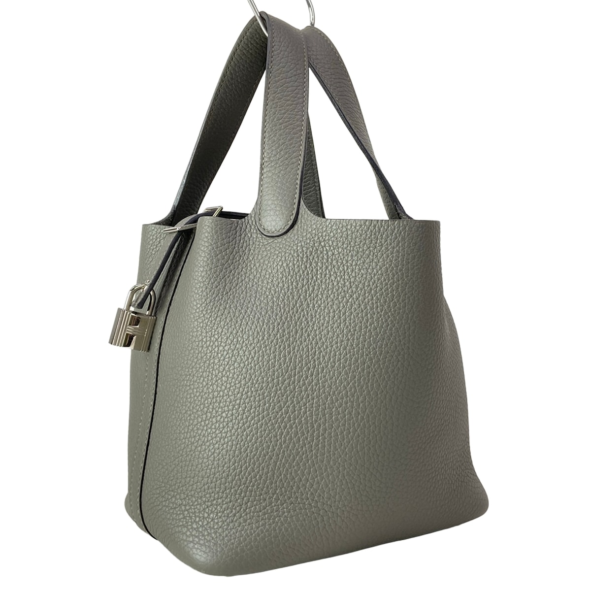 【新着】【中古】HERMES(エルメス) ピコタン鍵を掛けるPM ハンドバック しろがね色金具 グリメイヤー