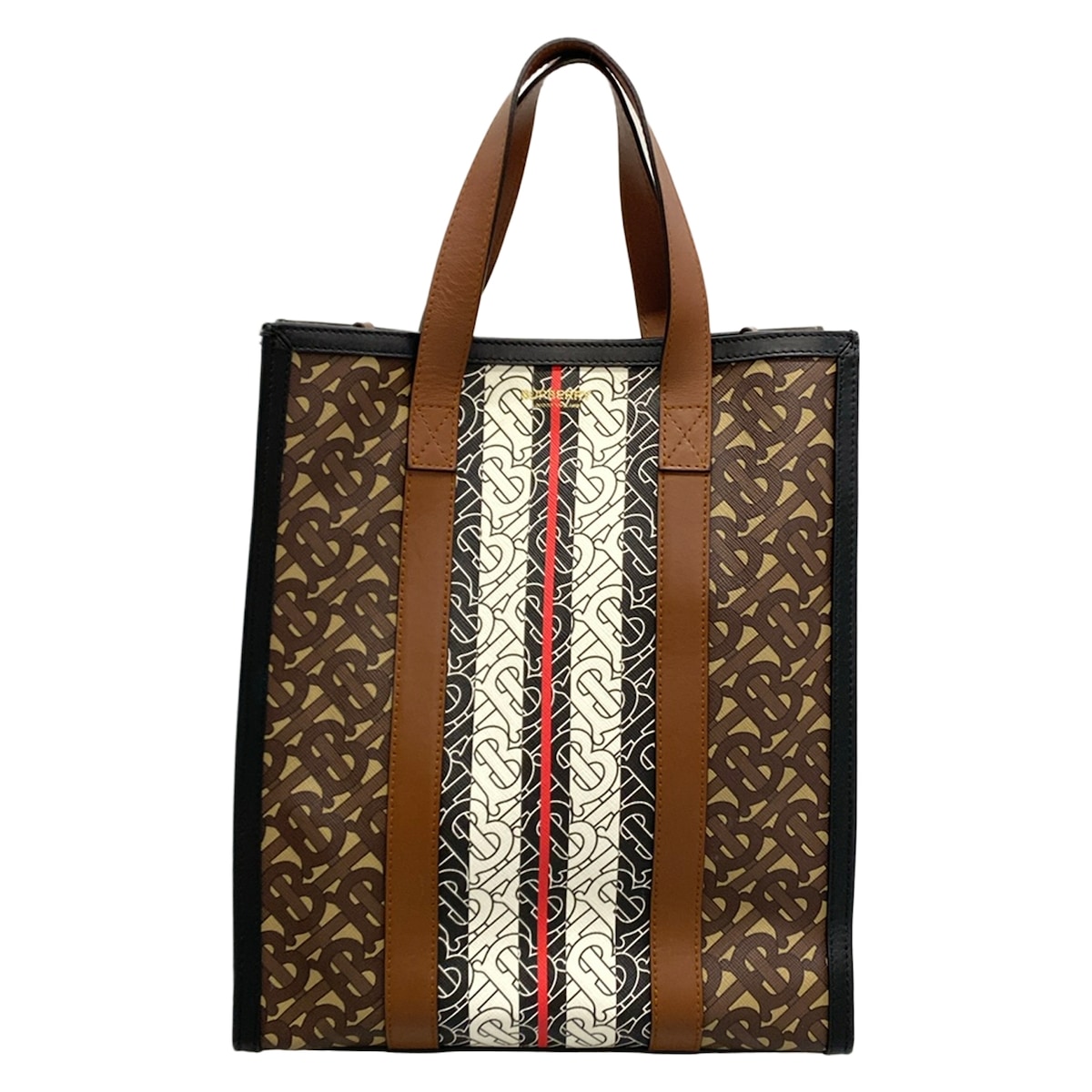【新着】【中古】BURBERRY LONDON ENGLAND(バーバリーロンドンイングランド) トートバッグ 赤銅色×黒×マルチ なめし革
