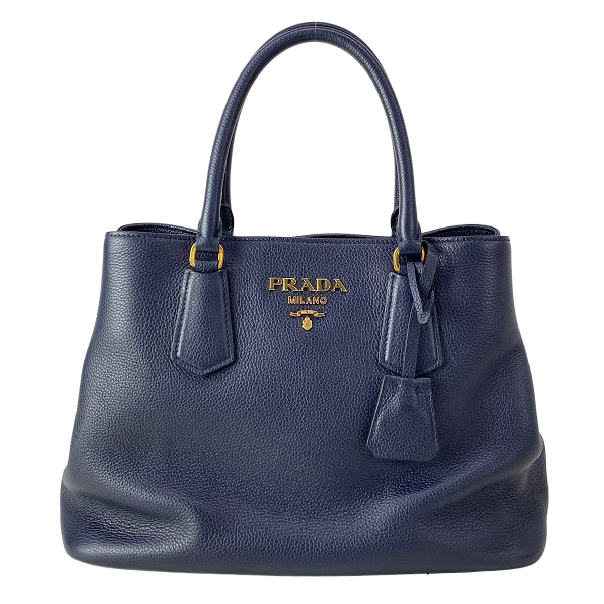 【新着】【中古】PRADA(プラダ) ハンドバック ダークネイビー なめし革