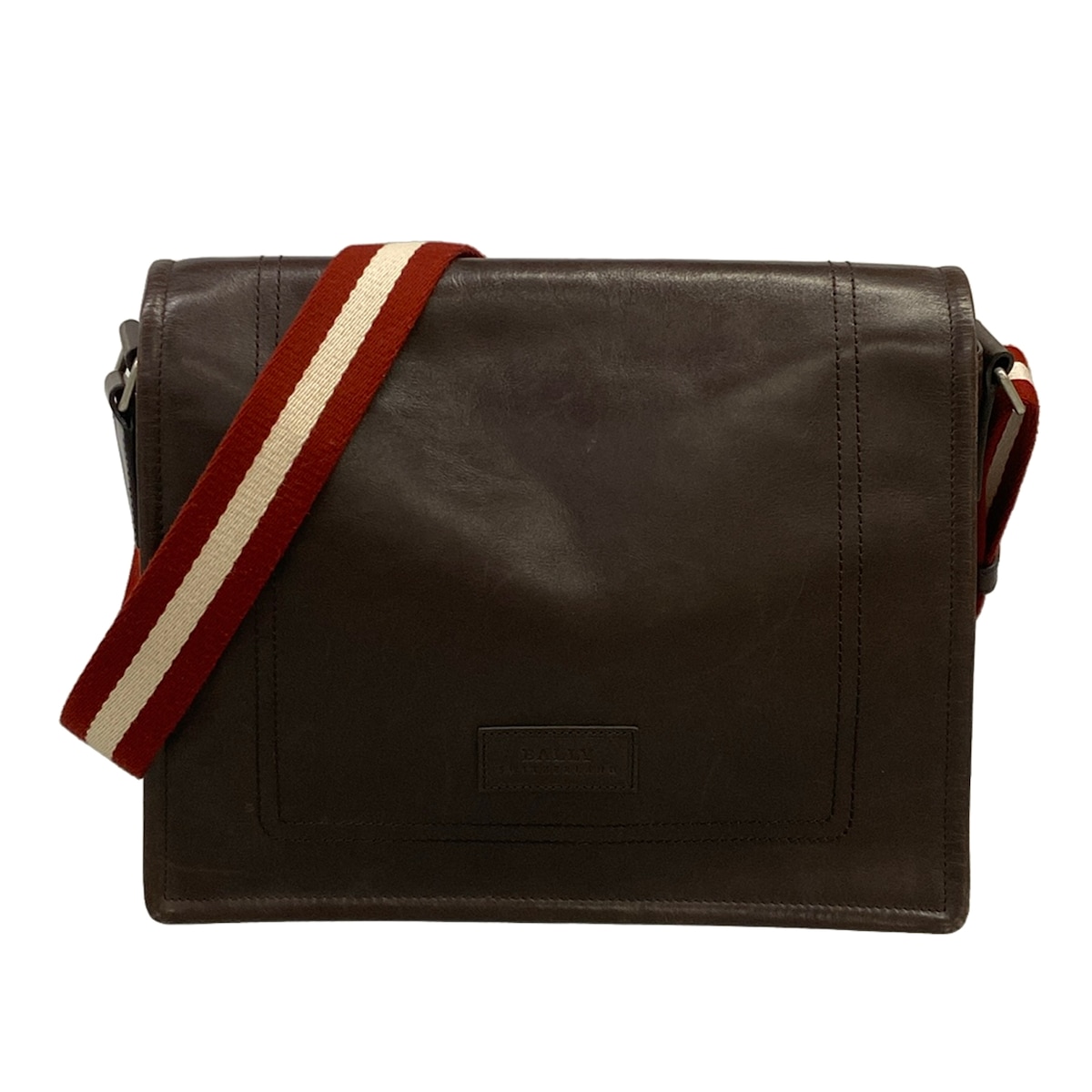 【新着】【中古】BALLY(バリー) ショルダーバッグ うす暗い赤銅色×ボルドーワイン×ベージュ なめし革