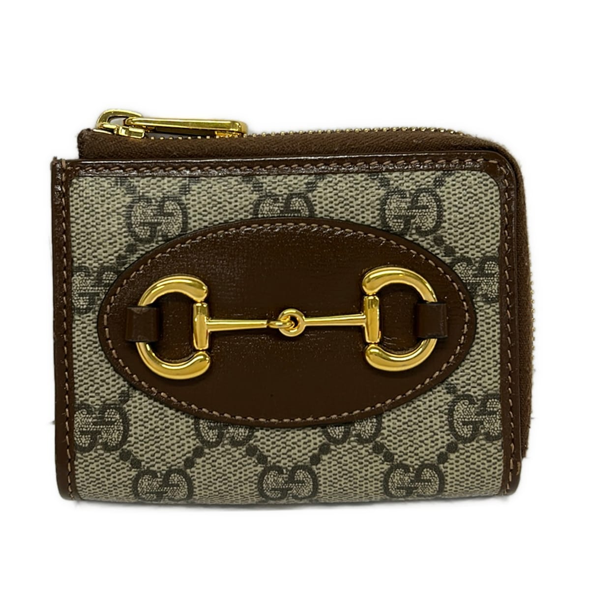 【新着】【中古】GUCCI(グッチ) 導管ビット 1955 コインケース L字チャック 暗然たる赤銅色×白×暗然たる薄墨色 なめし革