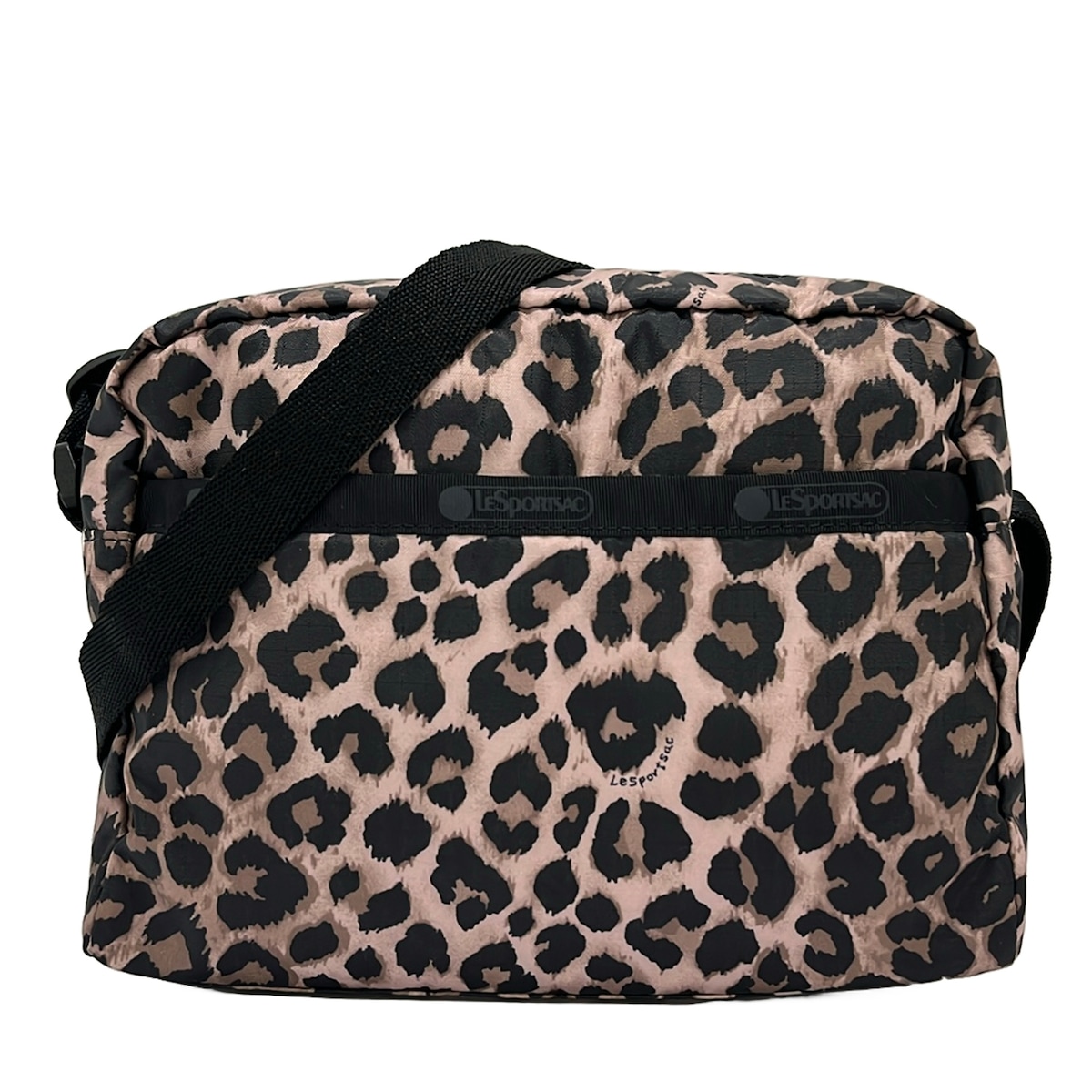【新着】【中古】LESPORTSAC(レスポートサック) ショルダーバッグ ミニ御徒面子/豹柄 ベージュ×黒