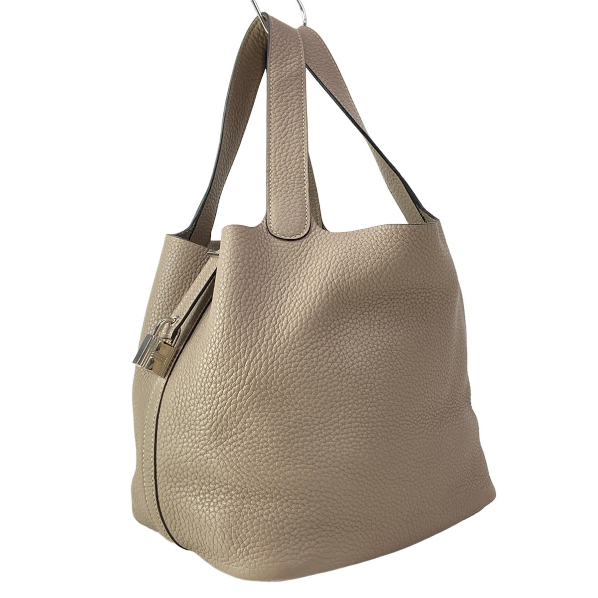 【新着】【中古】HERMES(エルメス) ピコタン鍵を掛けるMM トートバッグ しろがね色金具 トゥルティエールグレー