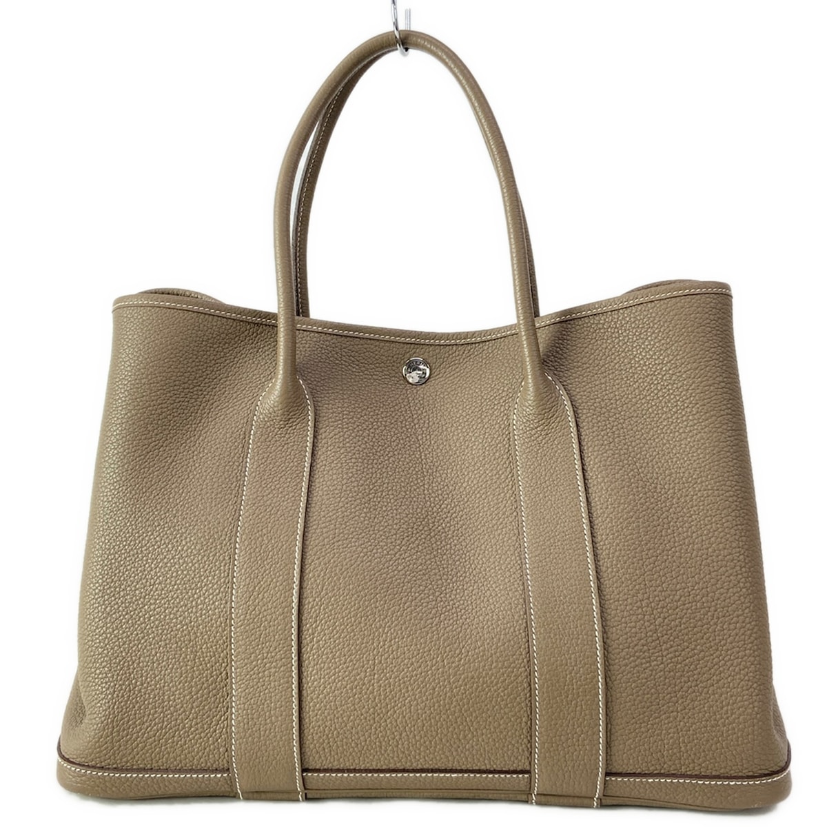 【中古】HERMES(エルメス) 苑地寄りあいPM トートバッグ しろがね色金具 エトゥープ