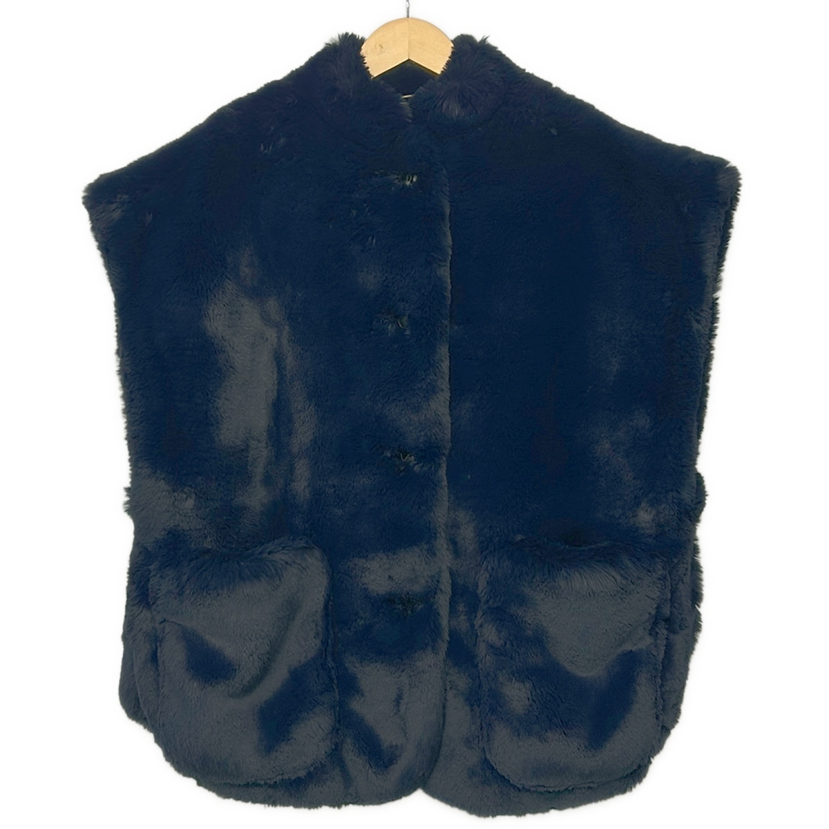 【中古】BURBERRY LONDON ENGLAND(バーバリーロンドンイングランド) コート 半袖/フェイクファー/冬 ダークネイビー|ブランディア 店