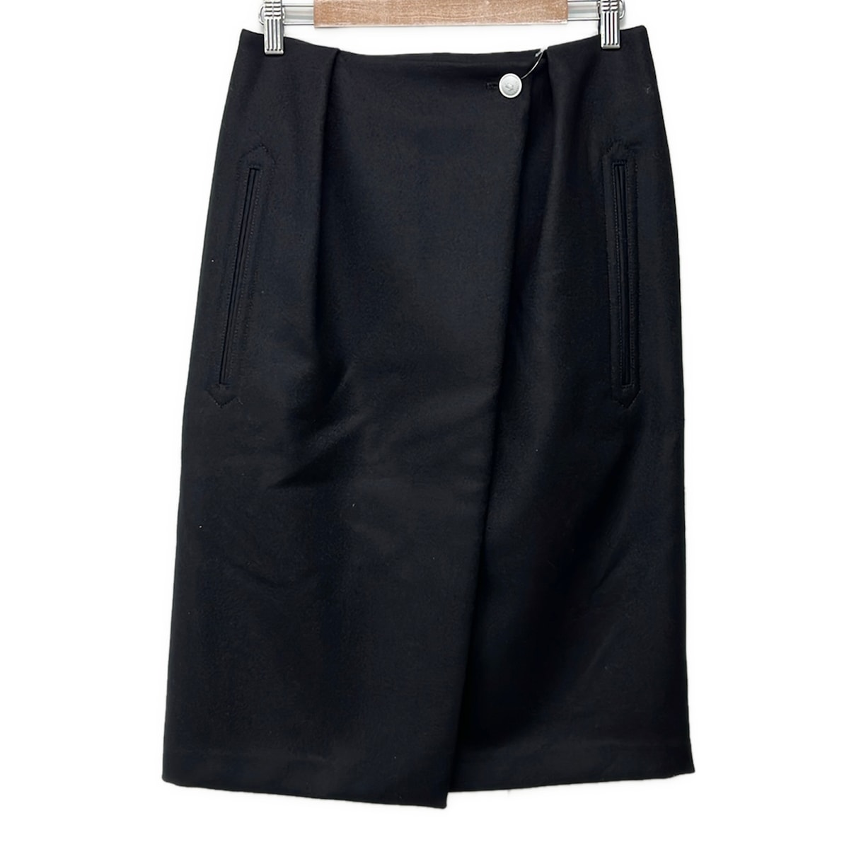 【中古】THE RERACS(紫はしどいクス) 巻きスコート ひざ丈 黒
