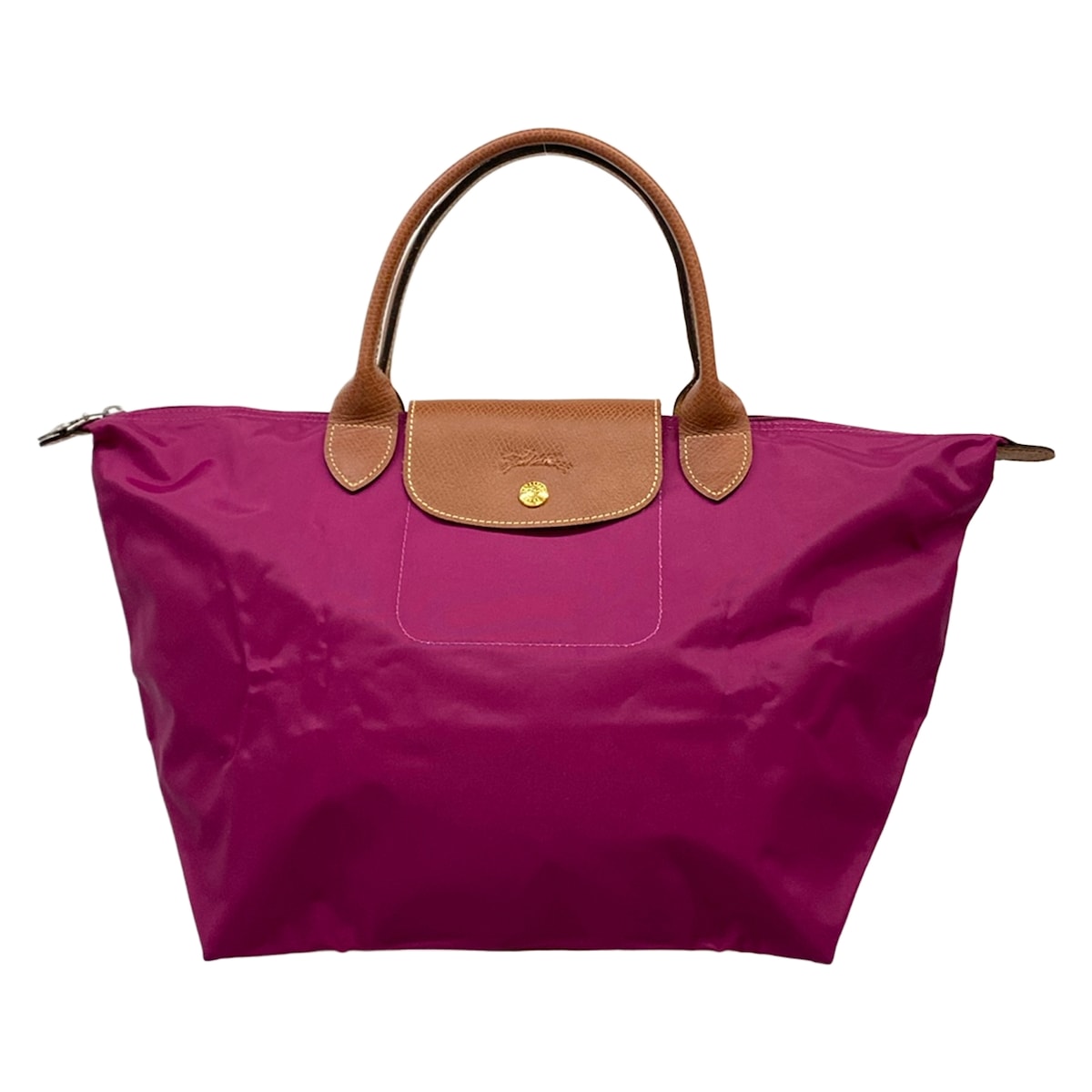 【中古】LONGCHAMP(ロンシャン) ル・プリアージュオリジナル ハンドバック 折りたたみ ボルドーワイン×赤銅色 なめし革
