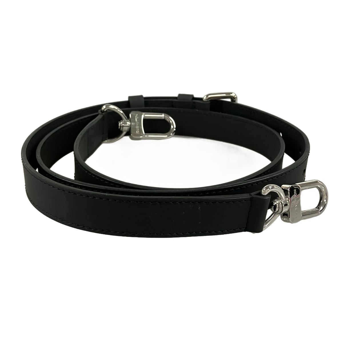 【中古】LOUIS VUITTON(ルイヴィトン) ショルダーストラップ 9段階調節/マット/シルバー金具 黒&times;シルバー レザー｜ブランディア　店