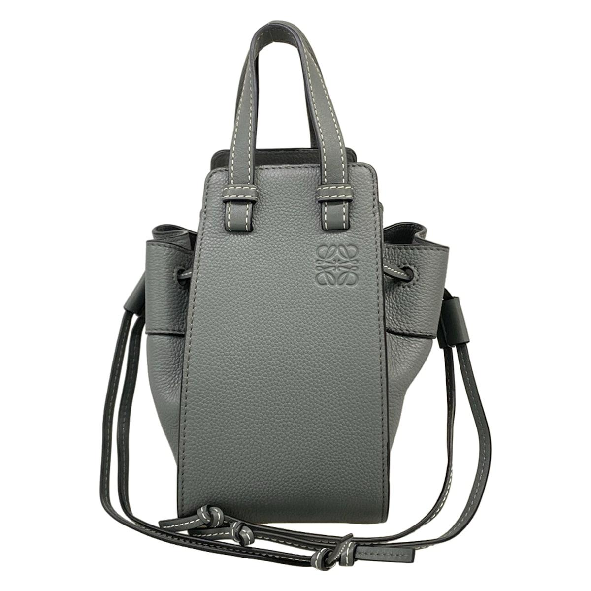 【新着】【中古】LOEWE(ロエベ) ハンモックドローストリングバッグミニ ハンドバック 薄墨色