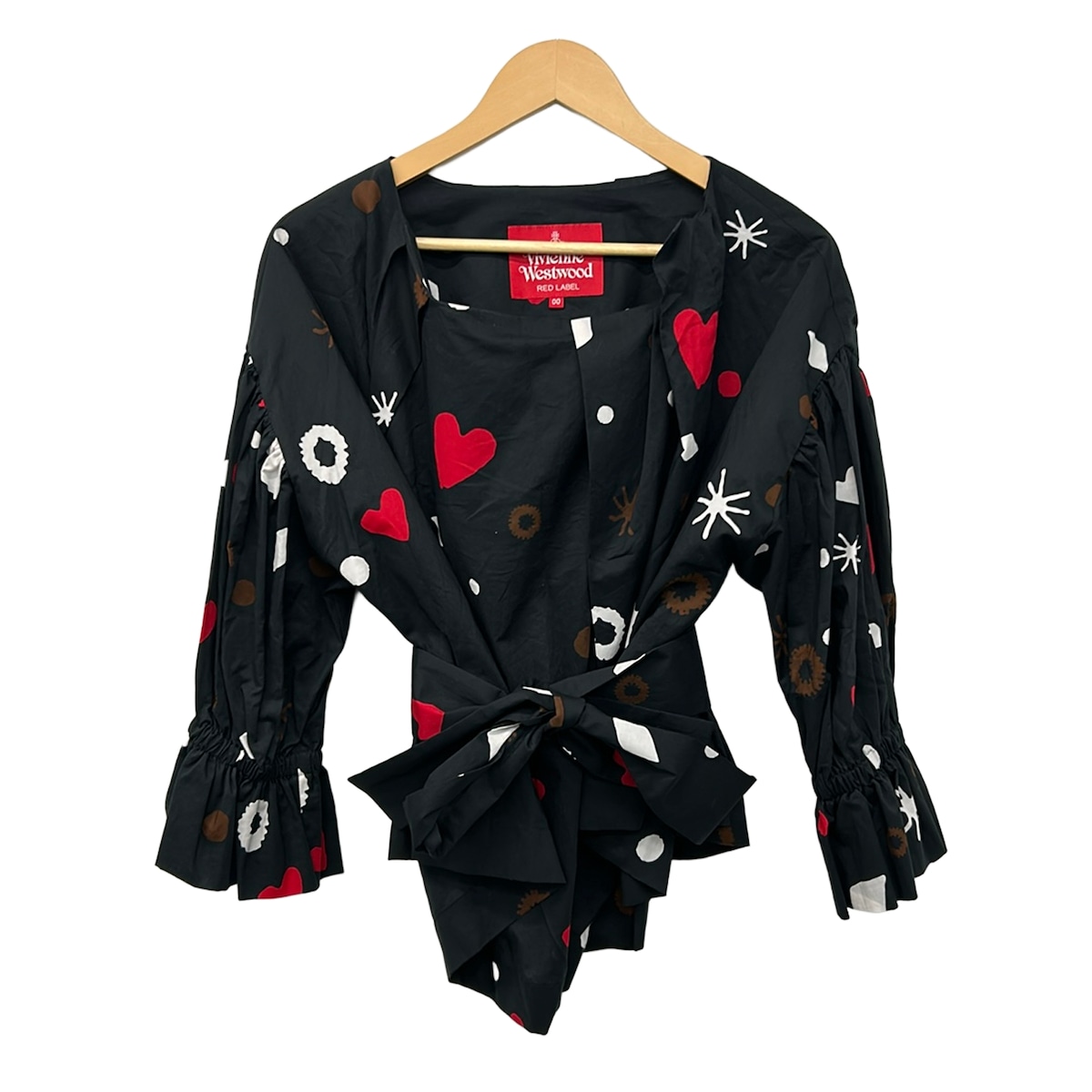 【新着】【中古】VivienneWestwoodRedLabel(ヴィヴィアンウエストウッドレッドレーベル) 長袖カットソー うつり変わりひな形 黒×白×マルチ