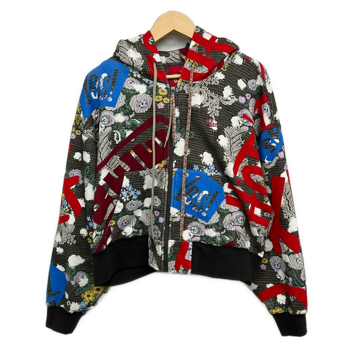 【新着】【中古】VivienneWestwoodRedLabel(ヴィヴィアンウエストウッドレッドレーベル) パーカー 長袖/クロップド丈/広広とした衣袂 薄墨色ベージュ×暗然たる薄墨色×マルチ