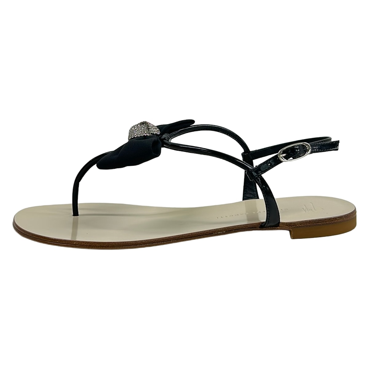 【新着】【中古】giuseppe zanotti(ジュゼッペザノッティ) サンダル シュロの葉/ビジュー 黒 なめし革