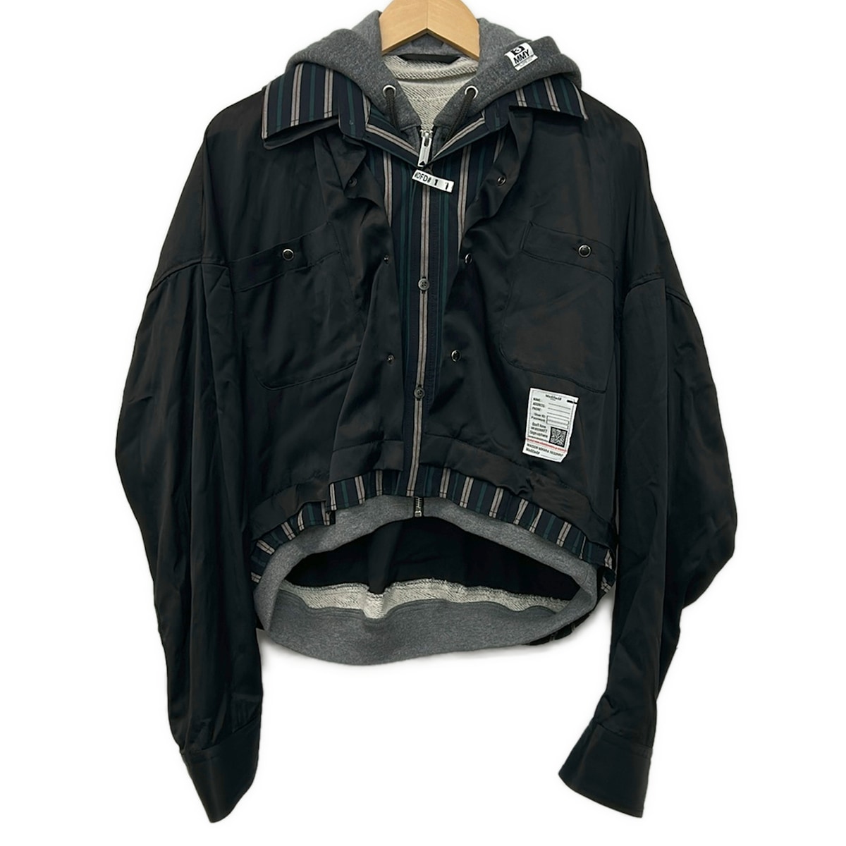 【新着】【中古】Maison MIHARA YASUHIRO(メゾンミハラヤスヒロ) トリプル 花の冠yd プルオーバー 上衣 長袖/2026SS/縛ひな形/クロップド丈/春/秋 黒×暗然たる薄墨色×マルチ