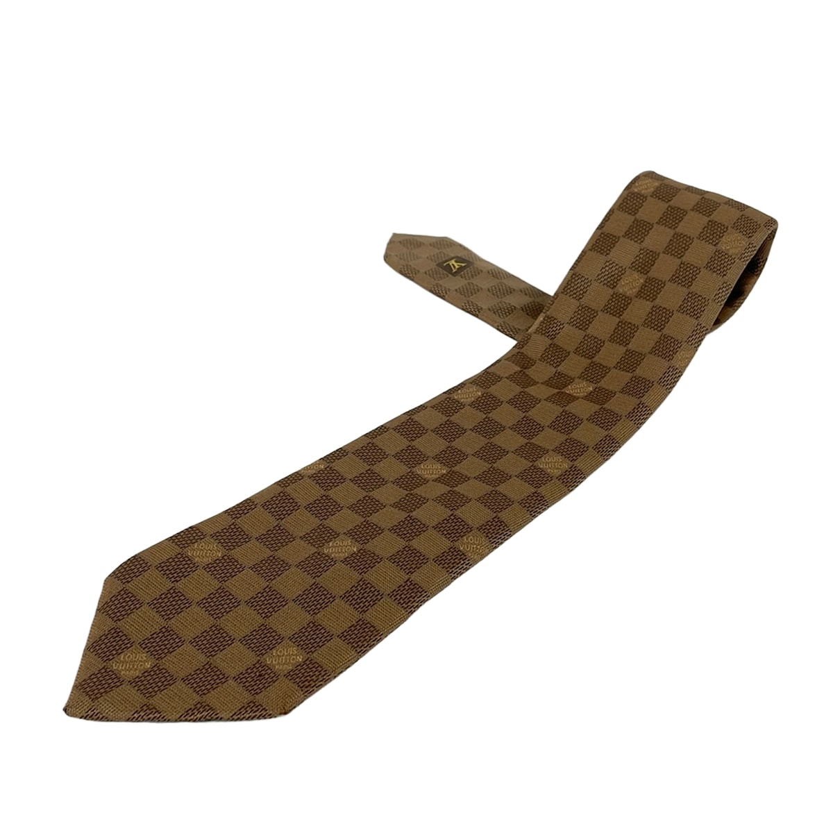 【中古】LOUIS VUITTON(ルイヴィトン) ネクタイ ベージュ&times;ブラウン&times;ダークブラウン｜ブランディア　店 8,073円