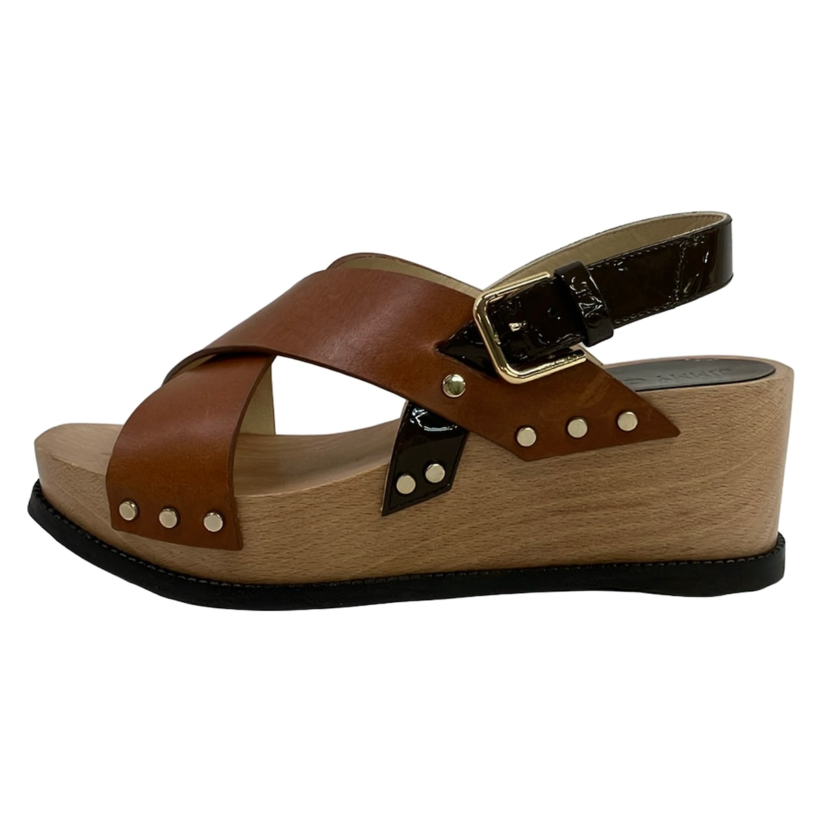 【新着】【中古】JIMMY CHOO(ジミーチュウ) サンダル スタッズ/ウェッジソール ブラウン×ダークブラウン レザー|ブランディア 店