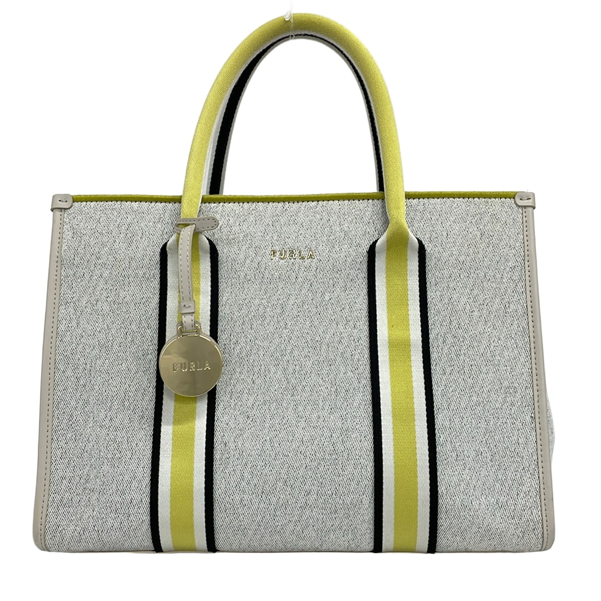 【中古】FURLA(フルラ) アフロディーテ トートバッグ グレー×イエローグリーン×黒|ブランディア 店