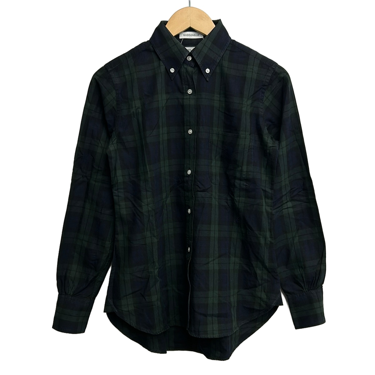 【新着】【中古】MADISON BLUE(マディソンブルー) 長袖シャツブラウス チェック柄 ダークネイビー×ダークグリーン×マルチ|ブランディア 店