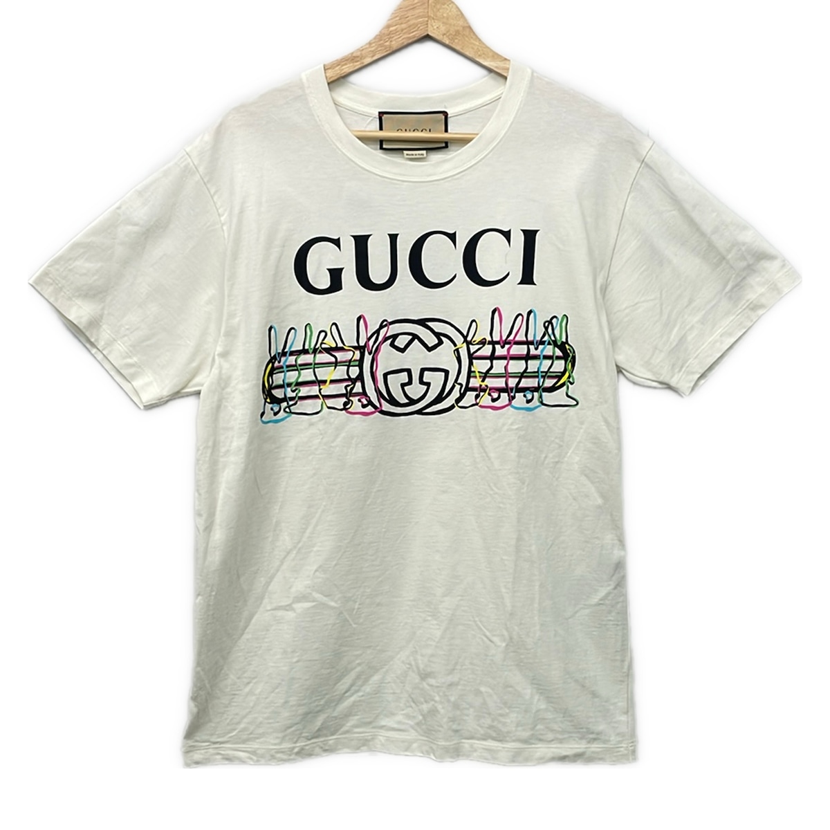 【中古】GUCCI(グッチ) 半袖Tシャツ インターロッキングG 白×黒×マルチ|ブランディア 店