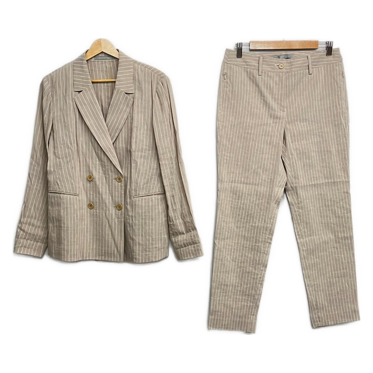 【新着】【中古】theory luxe(セオリーリュクス) レディースパンツスーツ ストライプ ベージュ|ブランディア 店