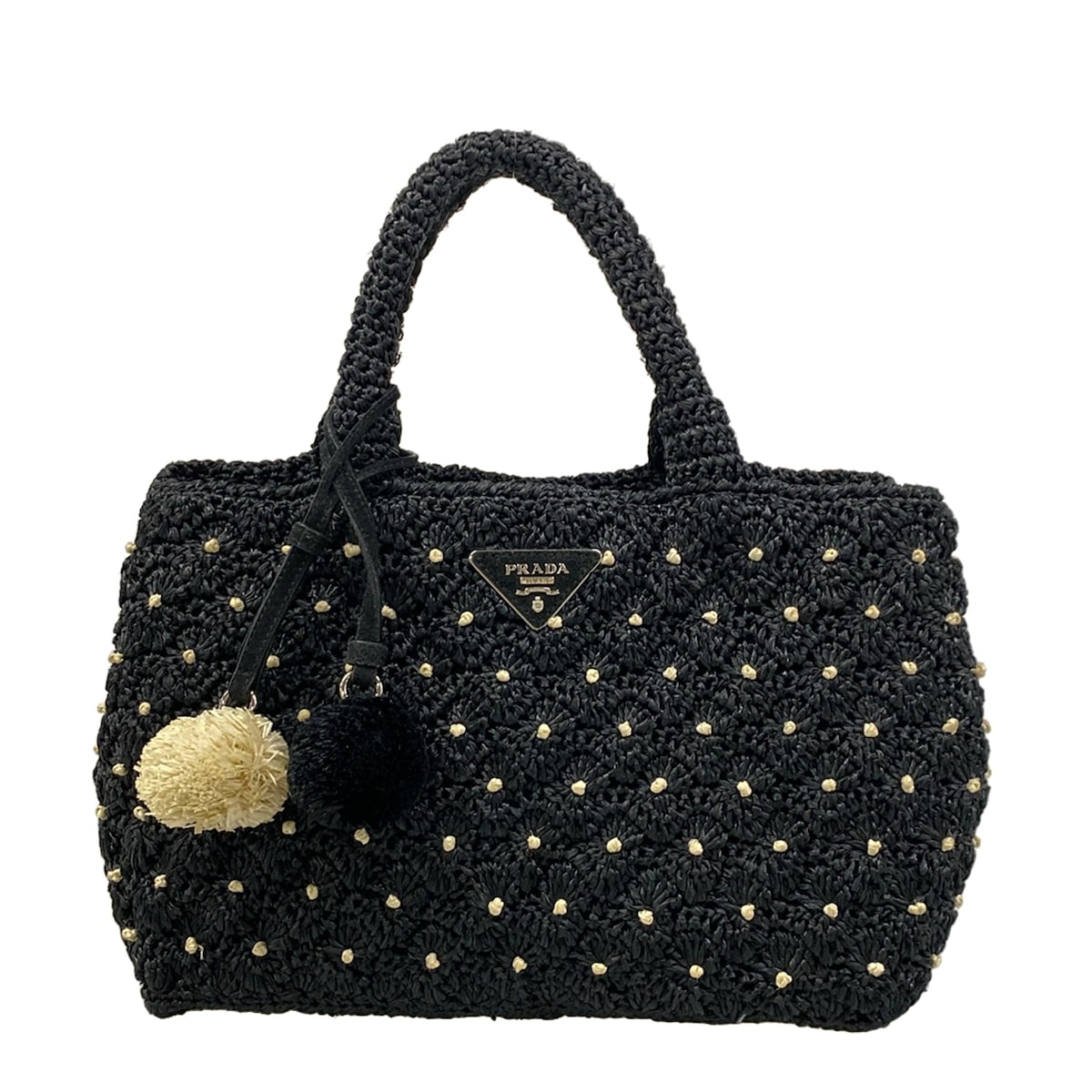 【新着】【中古】PRADA(プラダ) トートバッグ 黒×アイボリー|ブランディア 店