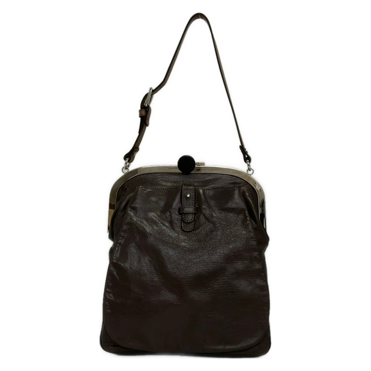 【中古】MARNI(マルニ) ショルダーバッグ がま口 ダークブラウン×ブラウン レザー|ブランディア 店