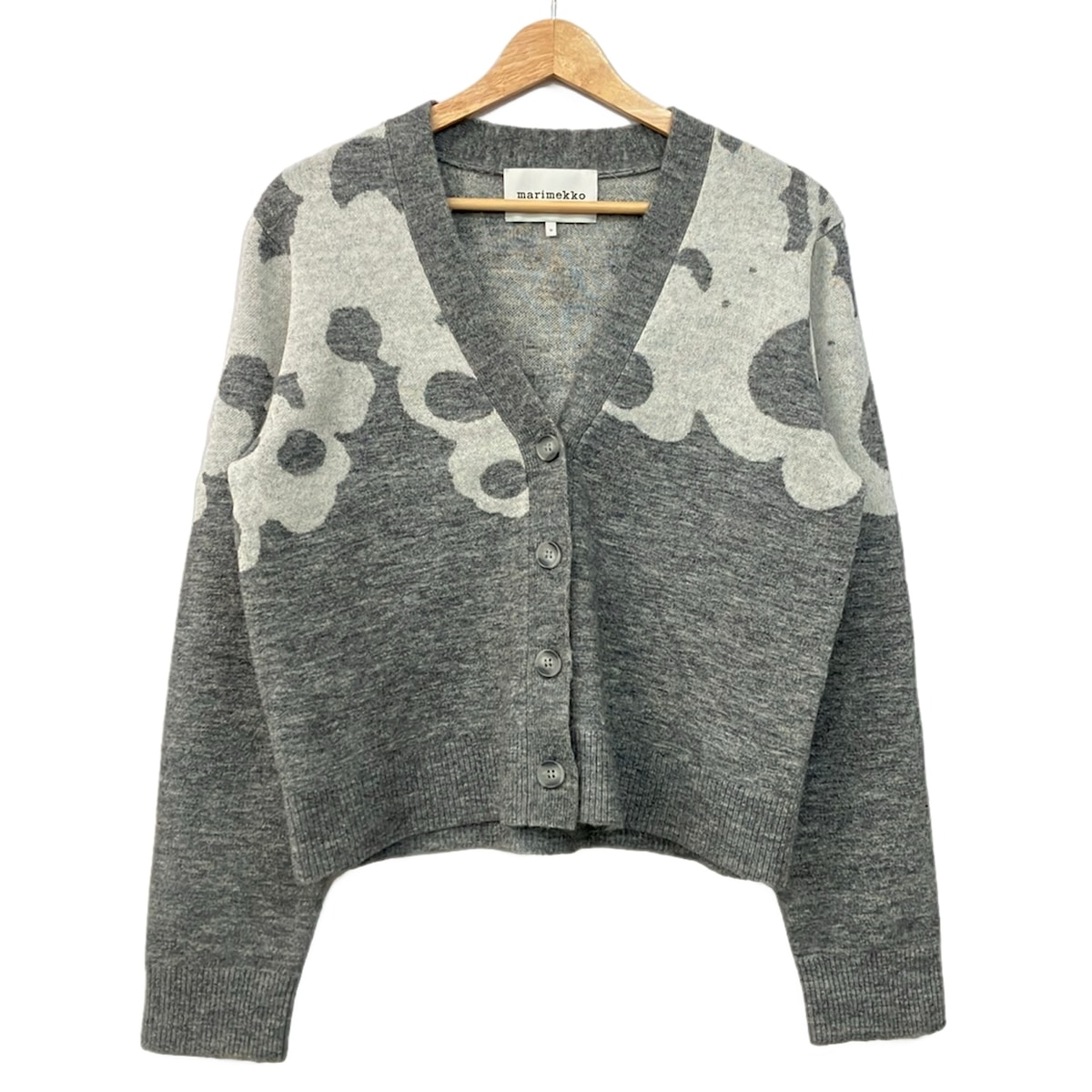 【新着】【中古】marimekko(マリメッコ) カーディガン 長袖/フラワー(花) グレー&times;白｜ブランディア　店