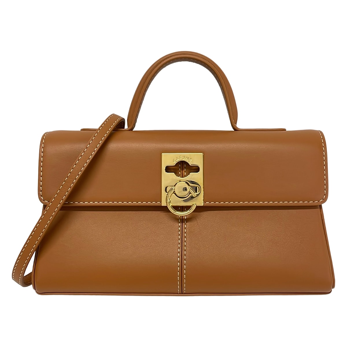 【中古】CAFUNE(カフネ) スタンスウォレット 紙入れ ショルダーウォレット/ストラップ着脱可 ともし火赤銅色 なめし革