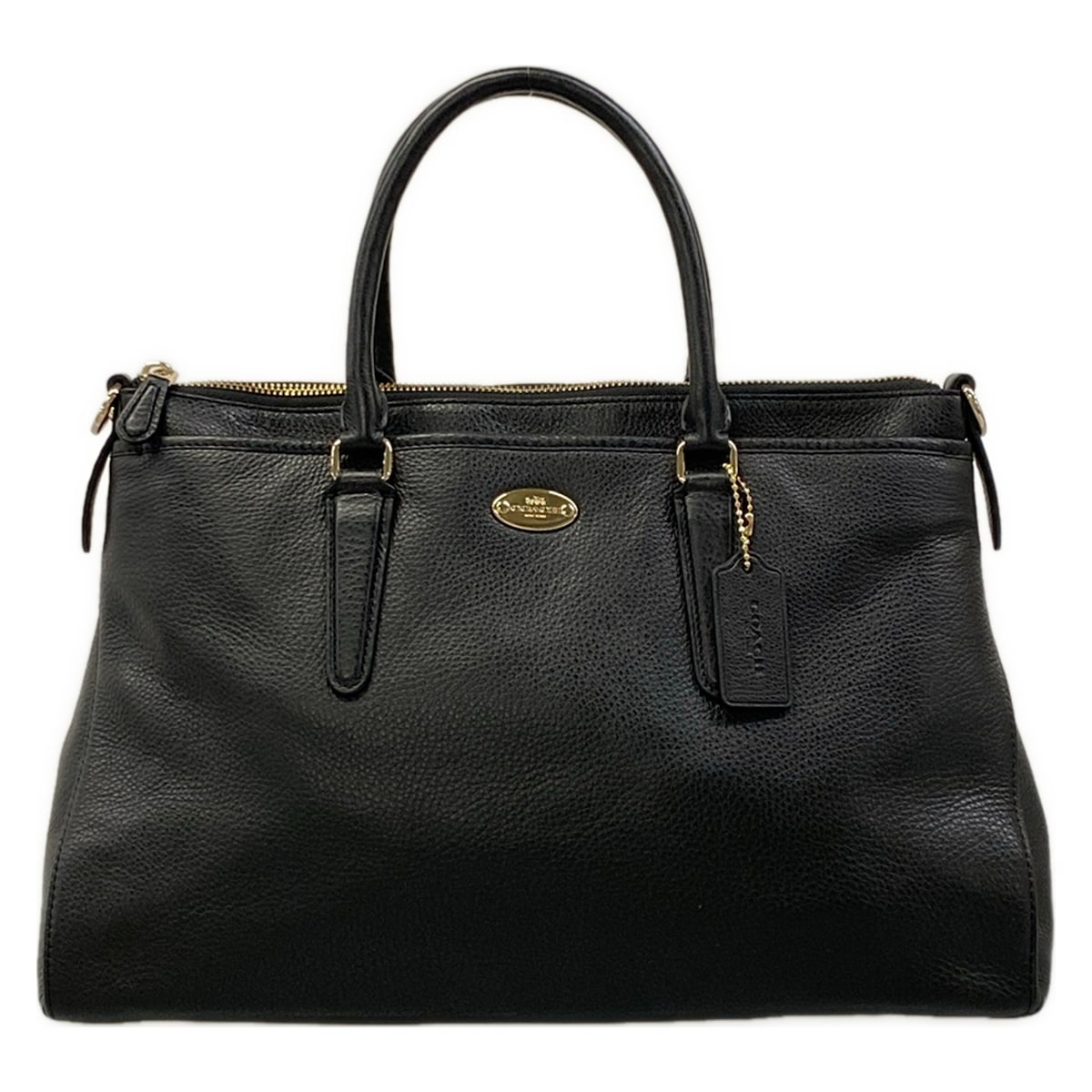 【新着】【中古】COACH(コーチ職) ラグジュアリー ペブルド なめし革 モルガン サッチェル ハンドバック 黒 なめし革