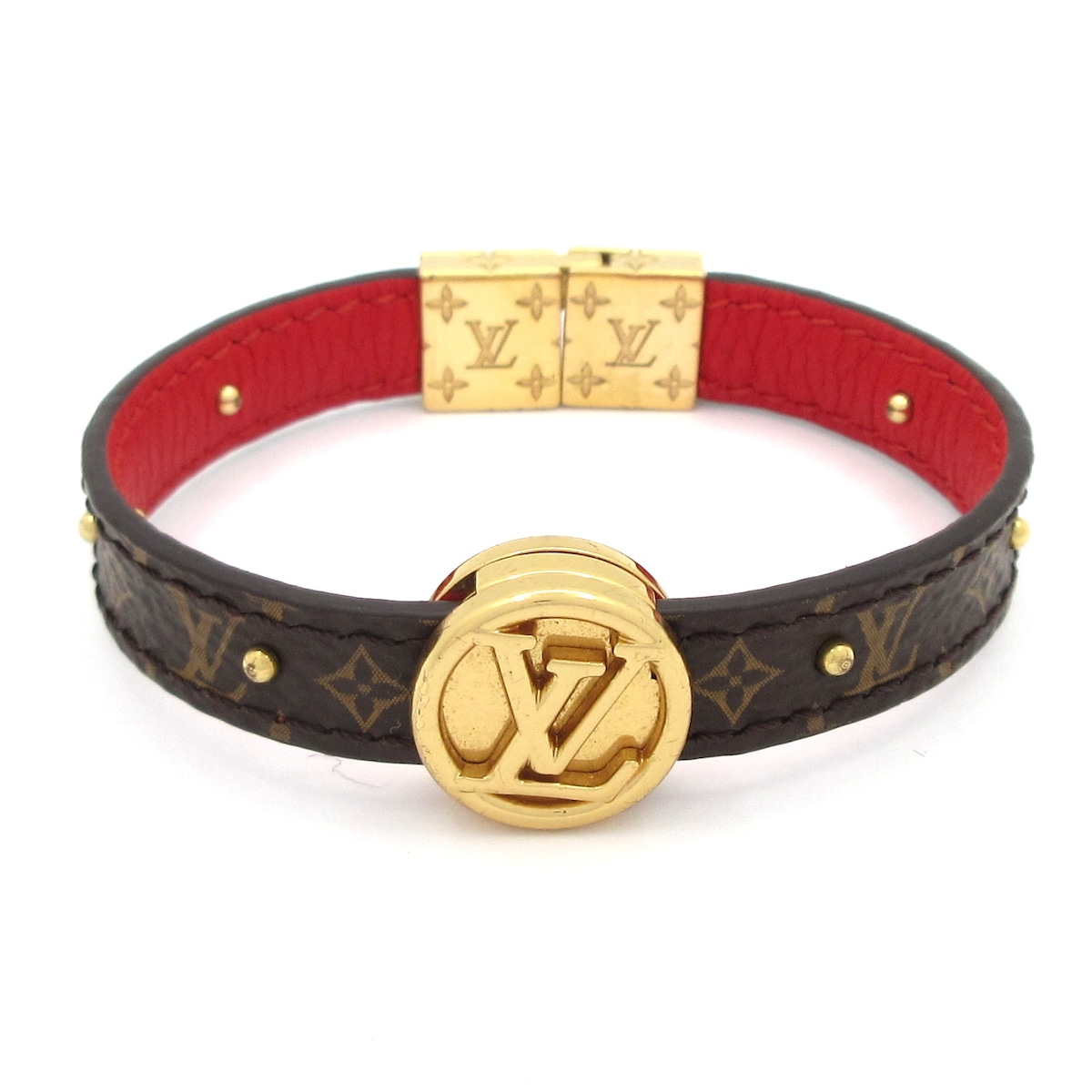 【中古】LOUIS VUITTON(ルイヴィトン) ブレスレット・LV サークル リバーシブル ブレスレット リバーシブル モノグラム&times;ローズプードル レザー、牛革｜ブランディア　店