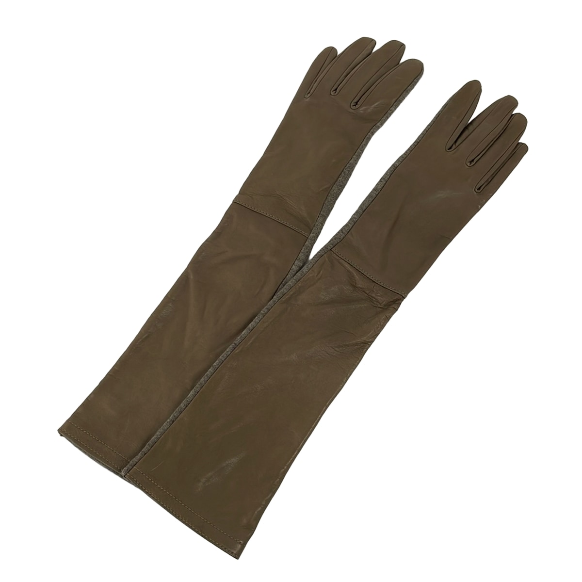【中古】ALPO(アルポ) 手袋 ロンググローブ ダークベージュ ウール、レザー｜ブランディア　店