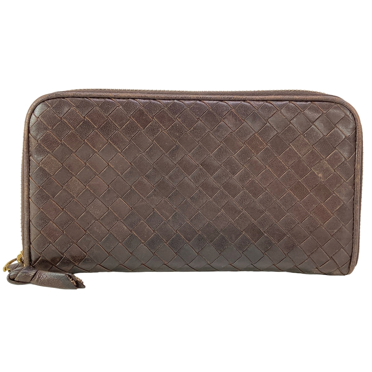 【新着】【中古】BOTTEGA VENETA(ボッテガヴェネタ) イントレチャート 長財布 ラウンドファスナー ダークブラウン レザー｜ブランディア　店 7,266円