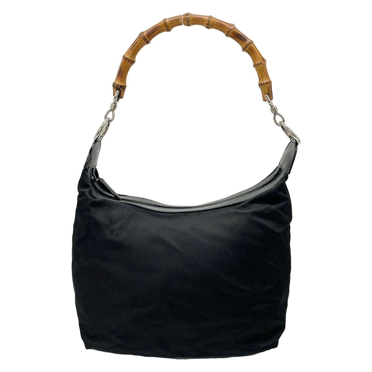 【新着】【中古】GUCCI(グッチ) バンブークラシック ショルダーバッグ 黒×ライトブラウン|ブランディア 店