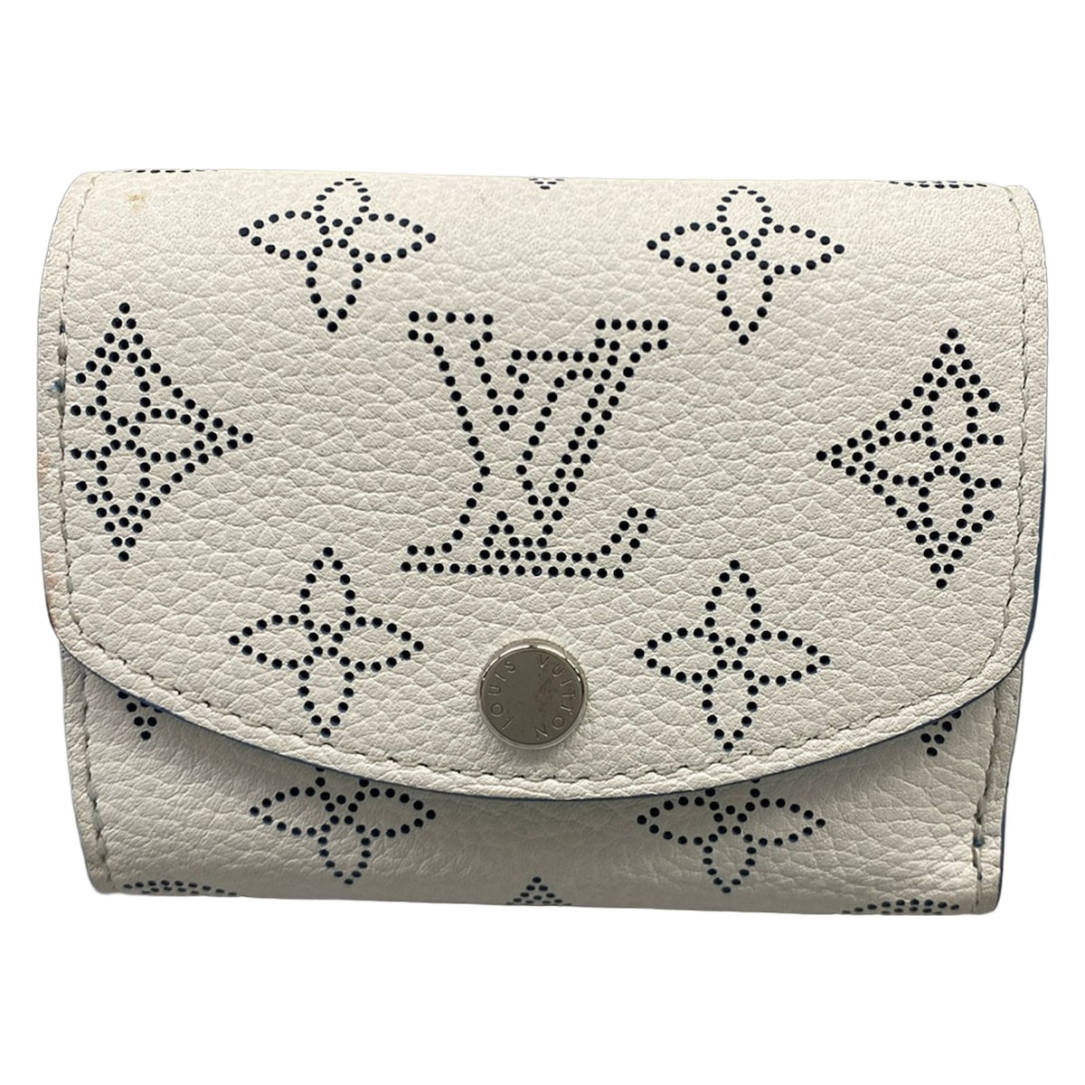 【新着】【中古】LOUIS VUITTON(ルイヴィトン) ポルトフォイユイリスXS 3つ折り財布 イニシャル刻印 スノー レザー、牛革|ブランディア 店